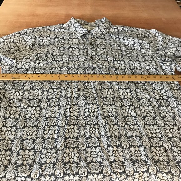 Bishop Street Hawaiian Shirt Men 3XL Gray Pineapple Floral Pocket Pullover 18264 - Picture 7 of 10